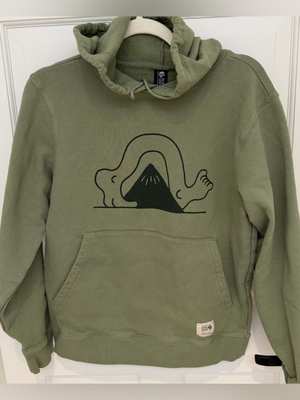 Mountain Hardwear Olive Green Crewneck Hoodie with Mountain Graphic